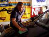 Chris polishing carbon fiber hood after helping to install it