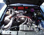 Full engine showing supercharger, nitrous, and ignition system