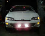 Front end with lights on