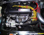 Header installed on DOHC engine
