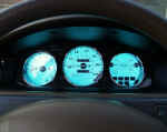 Closeup of EL gauges in carbon fiber euro gauge cluster