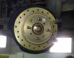 Rear cross-drilled rotor