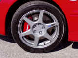 Front Enkei wheel with Brembo brake system