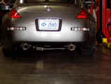 Lower view of Invidia full stainless steel exhaust system