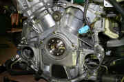 Complete clutch and flywheel assembly removed from crankshaft