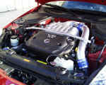 Engine view after GReddy twin turbo installation