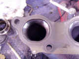 Closeup of finished gasket matched GReddy manifold