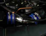 Zero Sports intake pipe closeup on Subaru WRX
