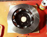 Front Wilwood two piece slotted rotor safety wired