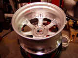 Volk Racing GT7 18"x10" wheel reverse mounted to Hunter TC3500 tire changer